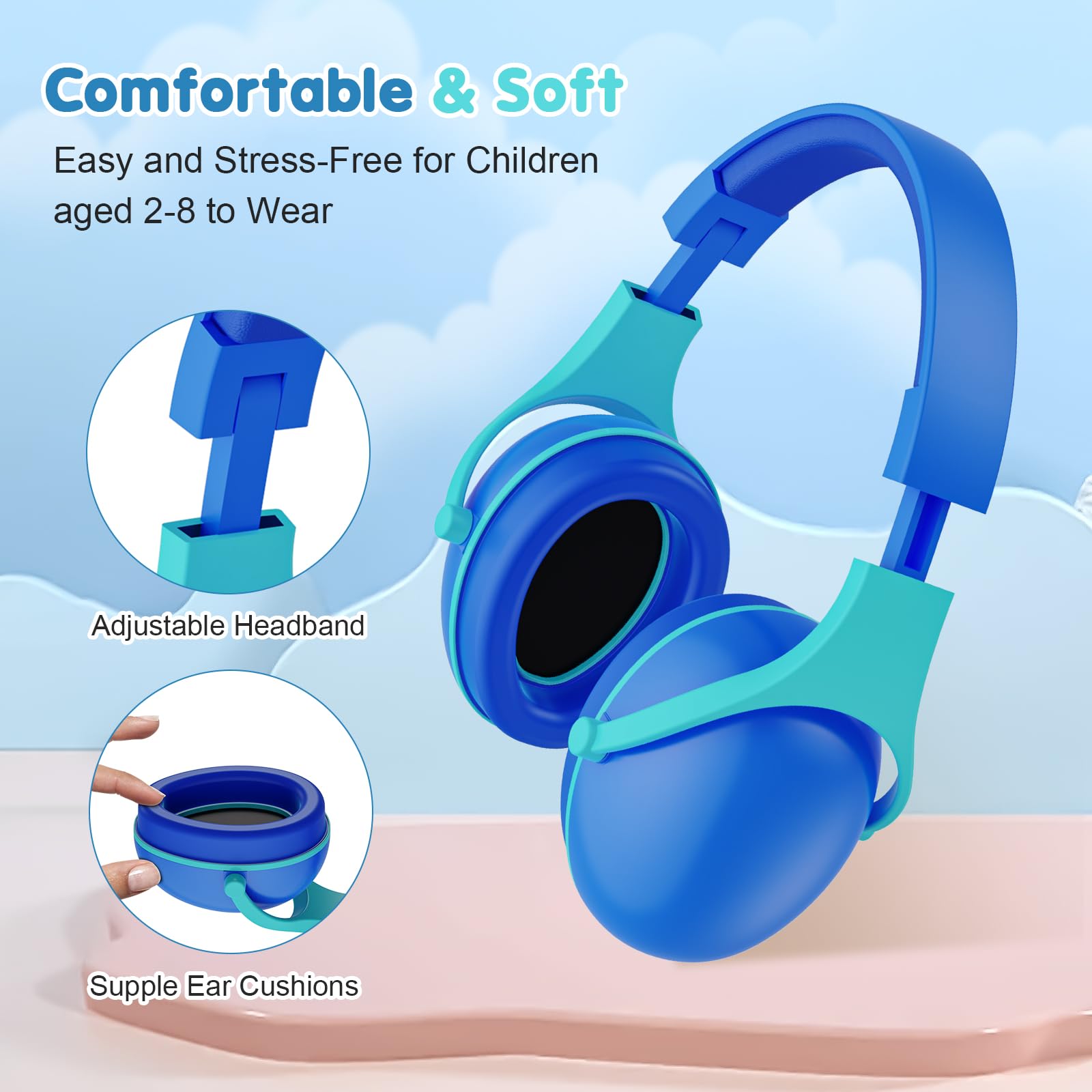 ProCase Noise Cancelling Headphones for Kids 2 Pack Kids Ear Protection for Monster Jam Truck Hearing Protection Noise Reduction Earmuffs for Sensory Autism Toddler Children -Indigo - Image 3