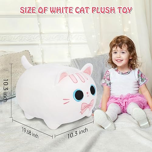 Miniatura 2 de Peluche de gato blanco, regalos para novia, animales de peluche de gato grande de 20 pulgadas, almohada de cuerpo de gato gigante, juguete de
