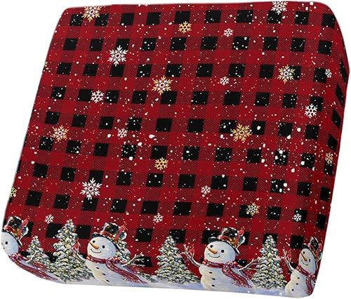 Miniatura 1 de Wowouhiya Christmas Couch Cushion Covers, Stretch Sofa Cover with Elastic Bottom, Red Black Plaid Snowman Xmas Tree Winter Snowflake Sofa Slipcovers