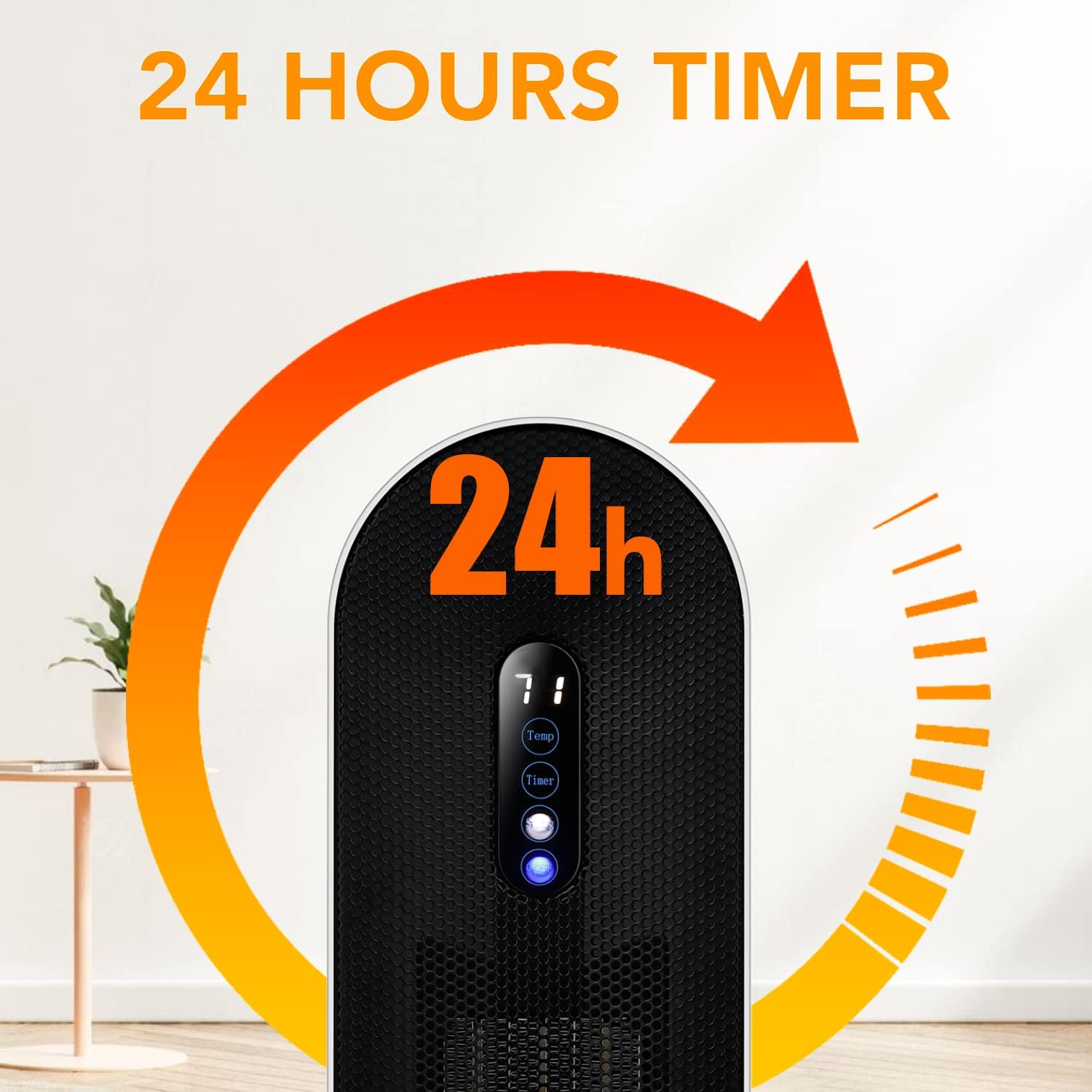 25” Space Heater, Upgraded Fast Quiet Heating PTC Ceramic Heater Tower 90°Oscillating Electric Heater, Digital Thermostat, 24h Timer, 1500W Room Heater with Remote,Safety for Indoor Use…