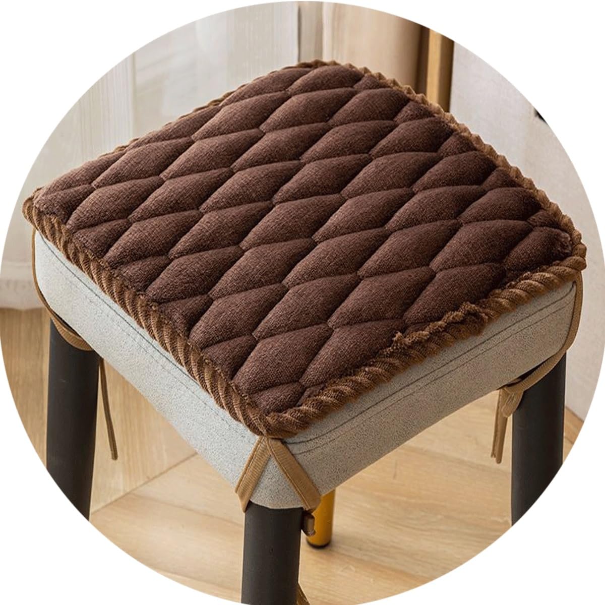 Housse de chaise carrée 35x35 et galette de tabouret antidérapante avec liens