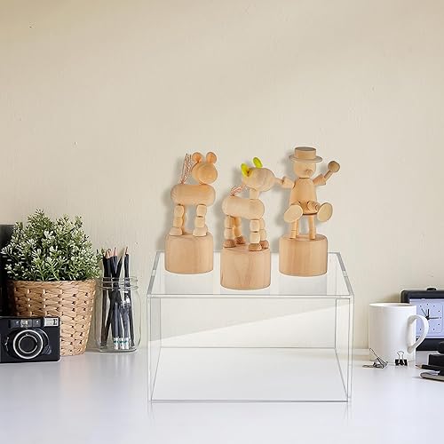 Miniatura 5 de Geetery 4 piezas de acrílico cubo acrílico caja de exhibición de figura de pedestal estante de exhibición con cubo inferior hueco, elevadores de