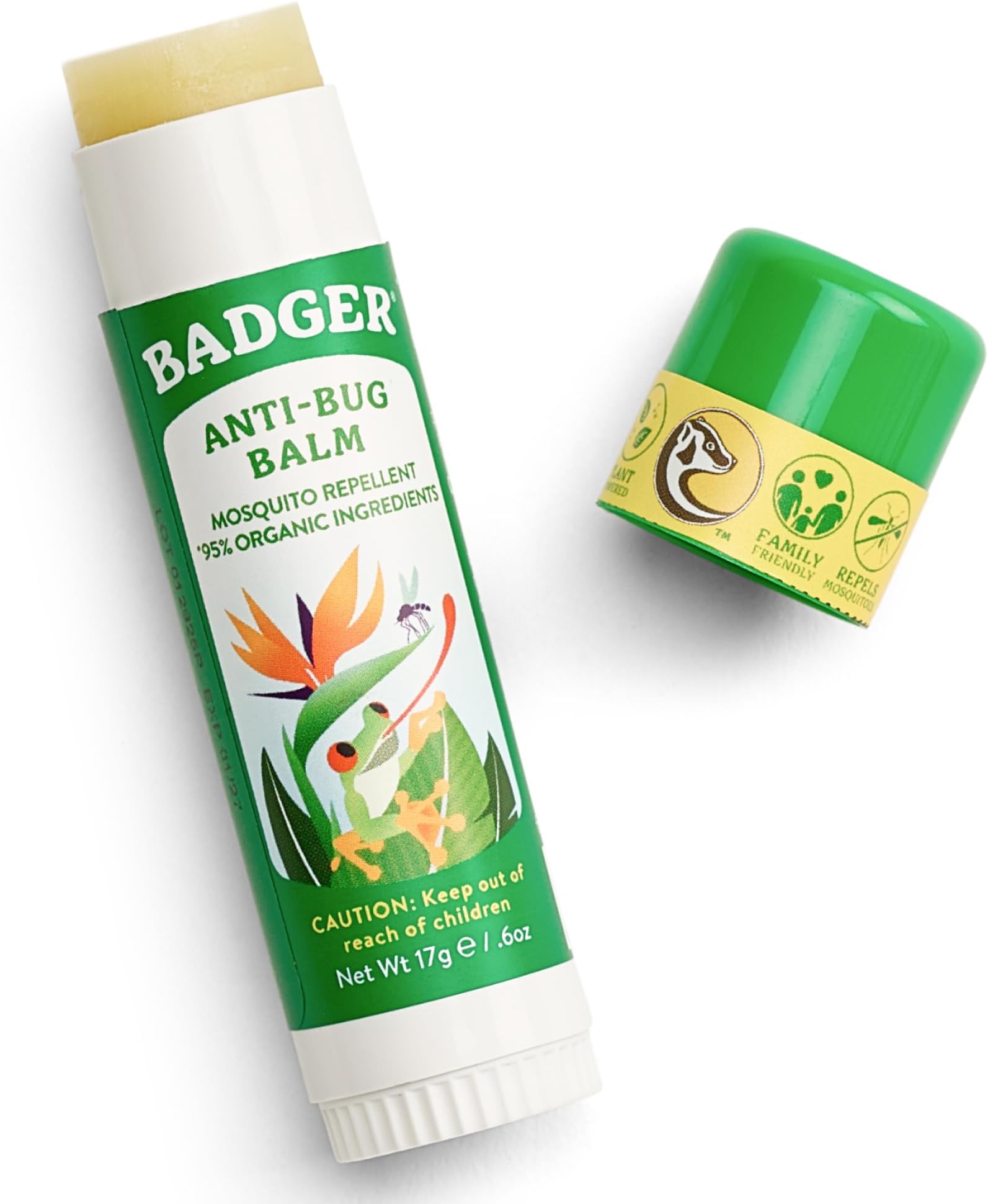 Badger Bug Repellent, Easy to Use Travel Stick, DEET-Free Mosquito Repellent & Insect Protection, Certified Organic Essential Oil Balm