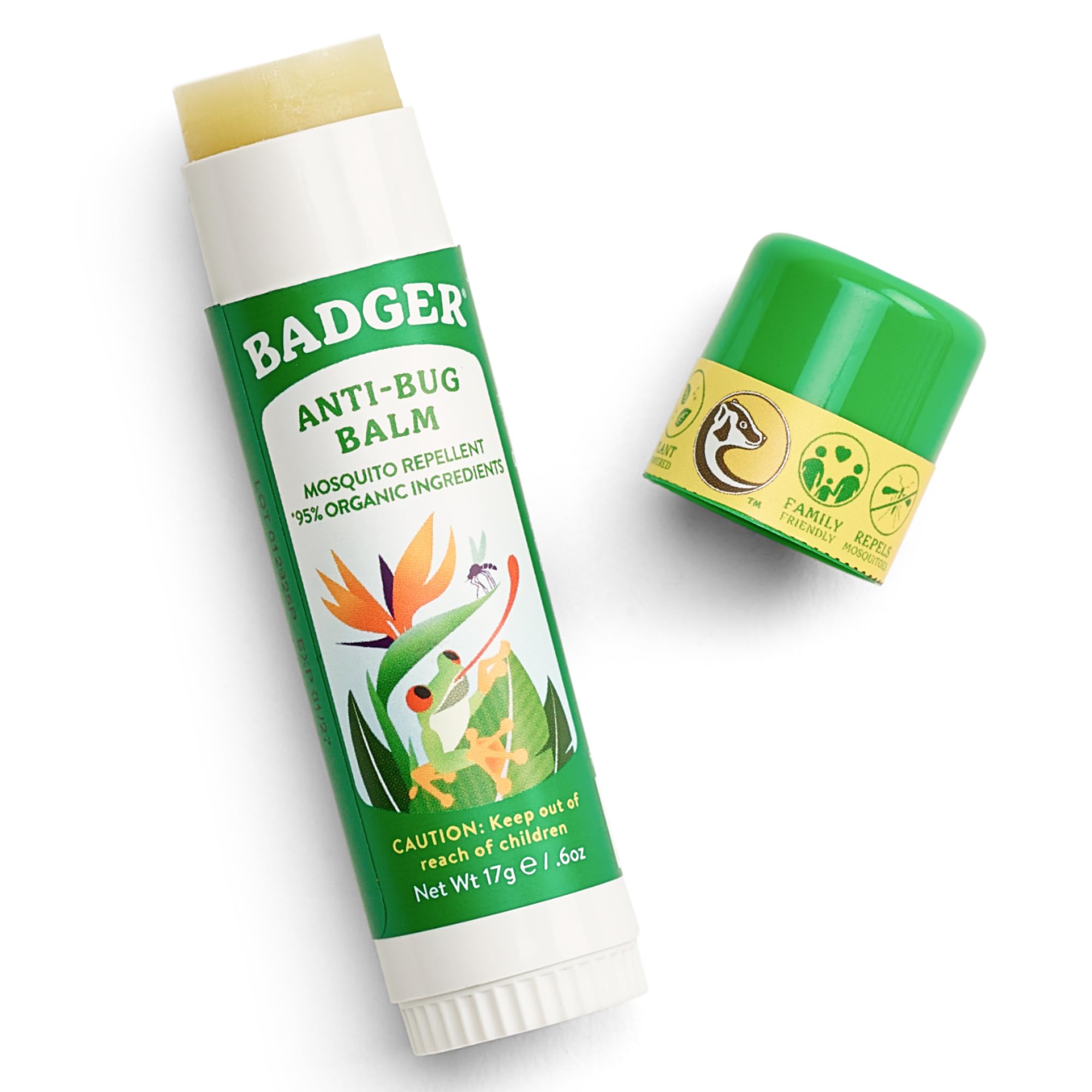 Badger Bug Repellent Travel Stick, Organic, DEET-Free, Family-Friendly