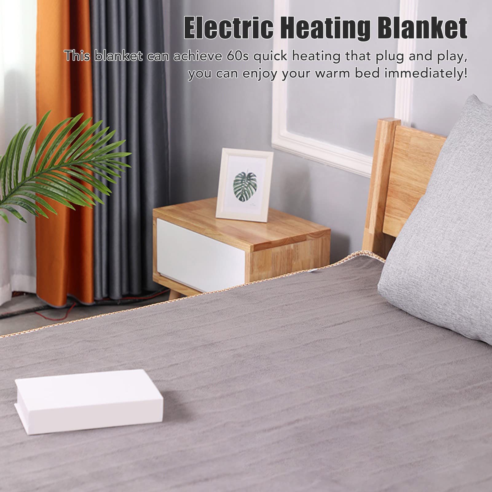 Coperta Riscaldata Plug and Play 1 Pulsante di Controllo 60S Coperta Riscaldante Elettrica con Cavo di Alimentazione Lungo per Home Office (180X120CM 100W)