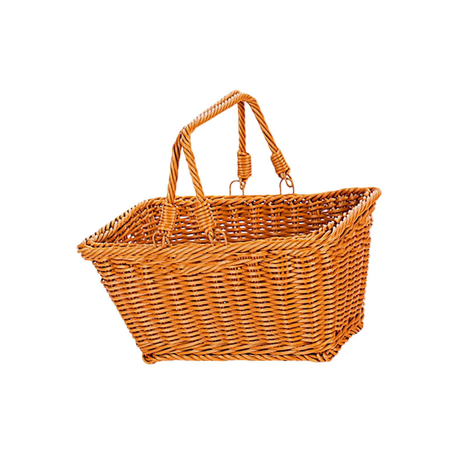 Stylish Rattan Look Storage Bin with Ergonomic Handle for Travel Ergonomic Handle Basket