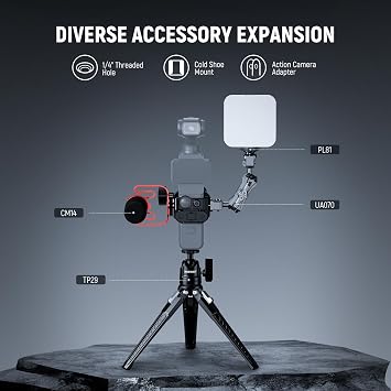 NEEWER Pocket 3 Kafes Gimbal Video Kayıt Cihazı, Alüminyum Alaşımlı, Aksiyon Kamerası Uzatma Adaptörü, 1/4 inç Dişli, Soğuk Ayakkabı, DJI Osmo Pocket 3 Creator Combo AC009 ile Uyumlu
