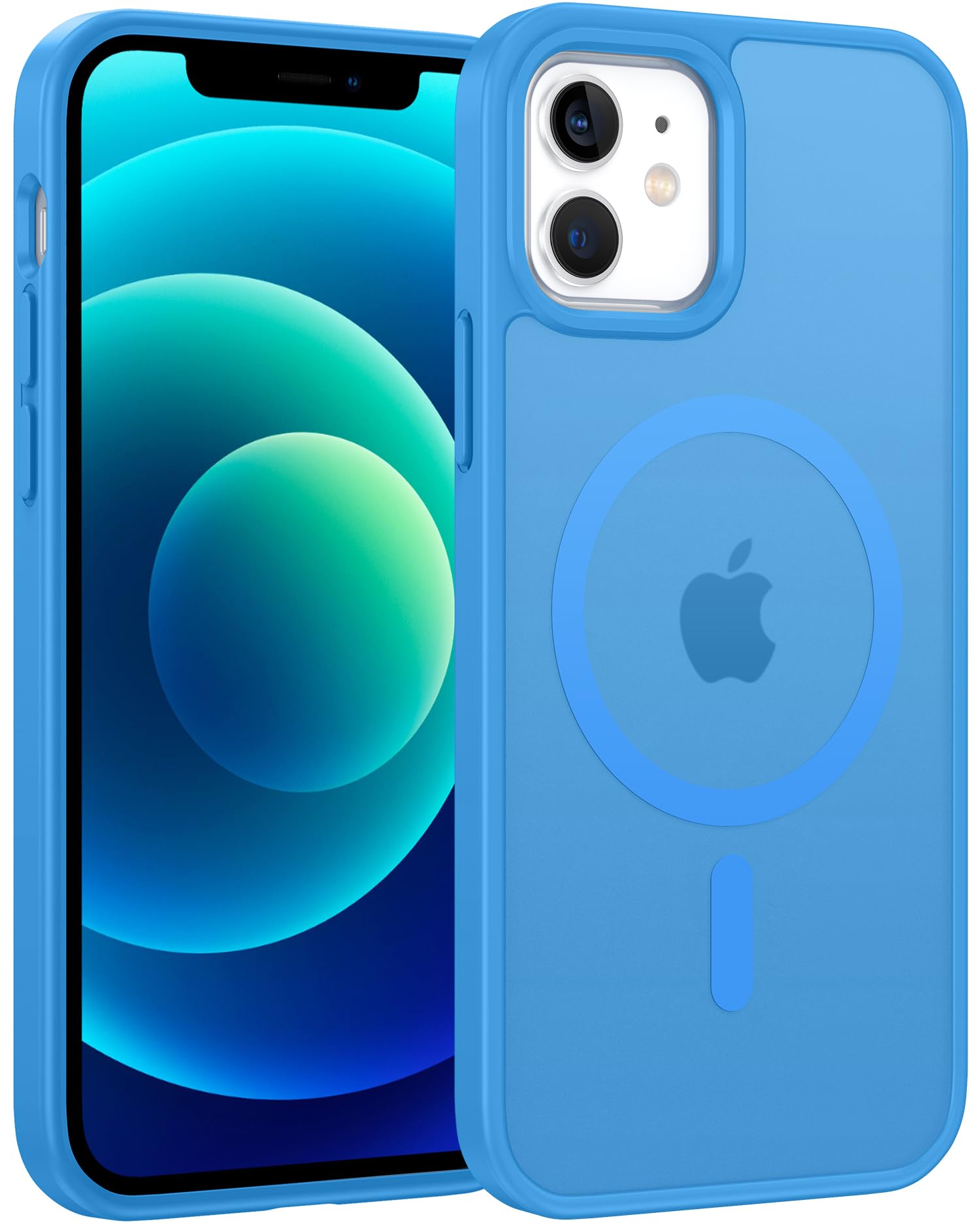 FNTCASE for iPhone 12/iPhone 12 Pro Case Ice Blue: Fit for MagSafe | Translucent Magnetic Camera Protection Slim Cases, 14FT Military Grade Drop Tested, Matte Shockproof Cover Ice Blue Iphone 12 / Iphone 12 Pro (6.1 Inch)