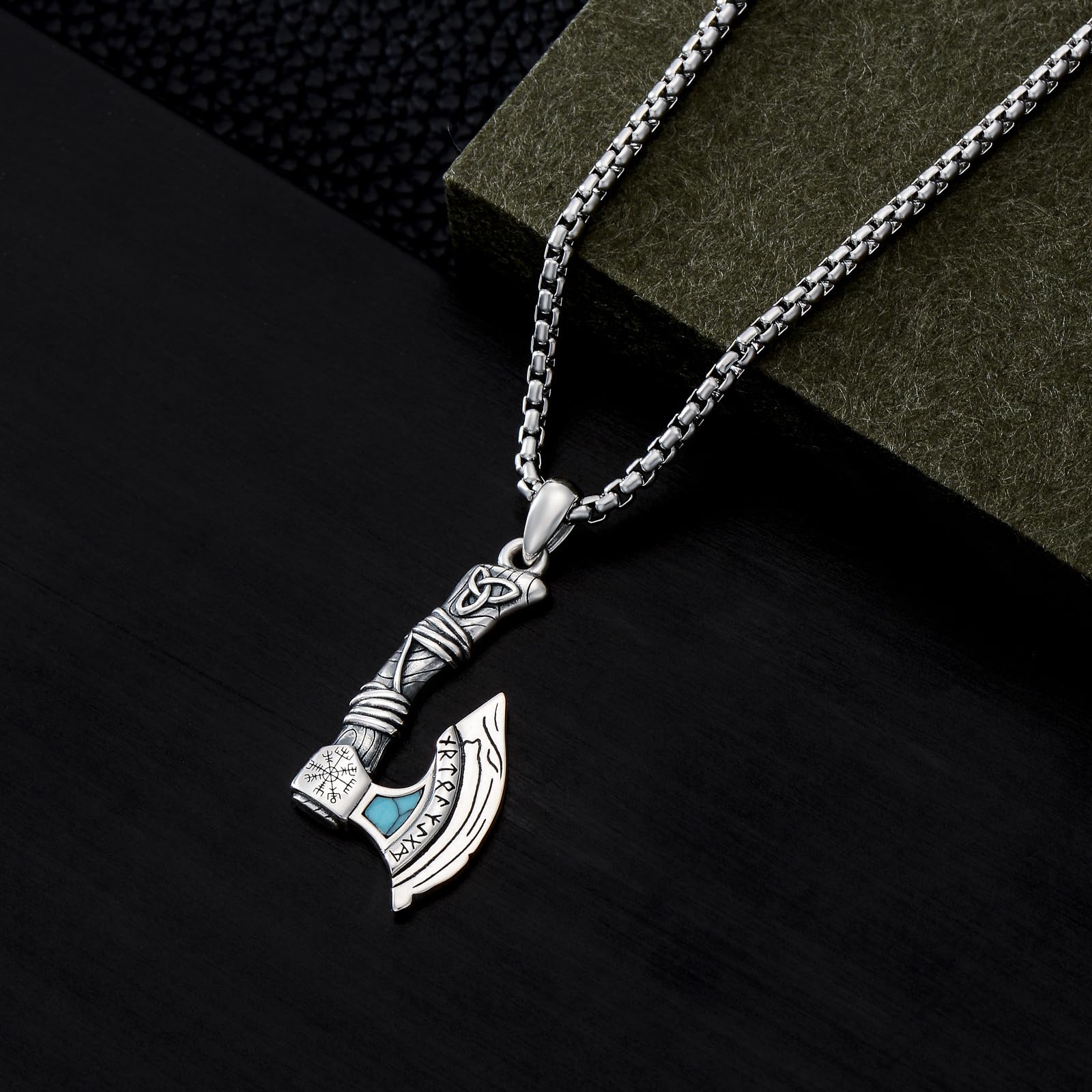 ROMANTICWORK Amulett Kette 925 Sterling Silber Schutz Anhänger Halskette Religiöser Schmuck Geschenke für Herren Männer