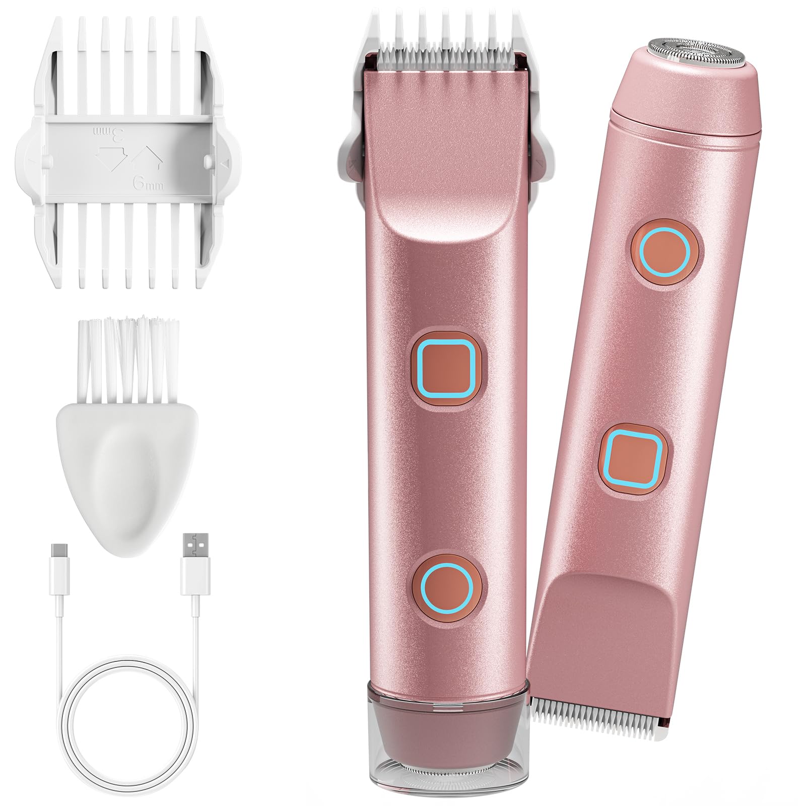 Rasoi da donna 2 in 1, rasoi da donna IPX7 impermeabile trimmer per peli pubici da donna, uso bagnato e secco, rasoio elettrico indolore per corpo, braccia, gamba