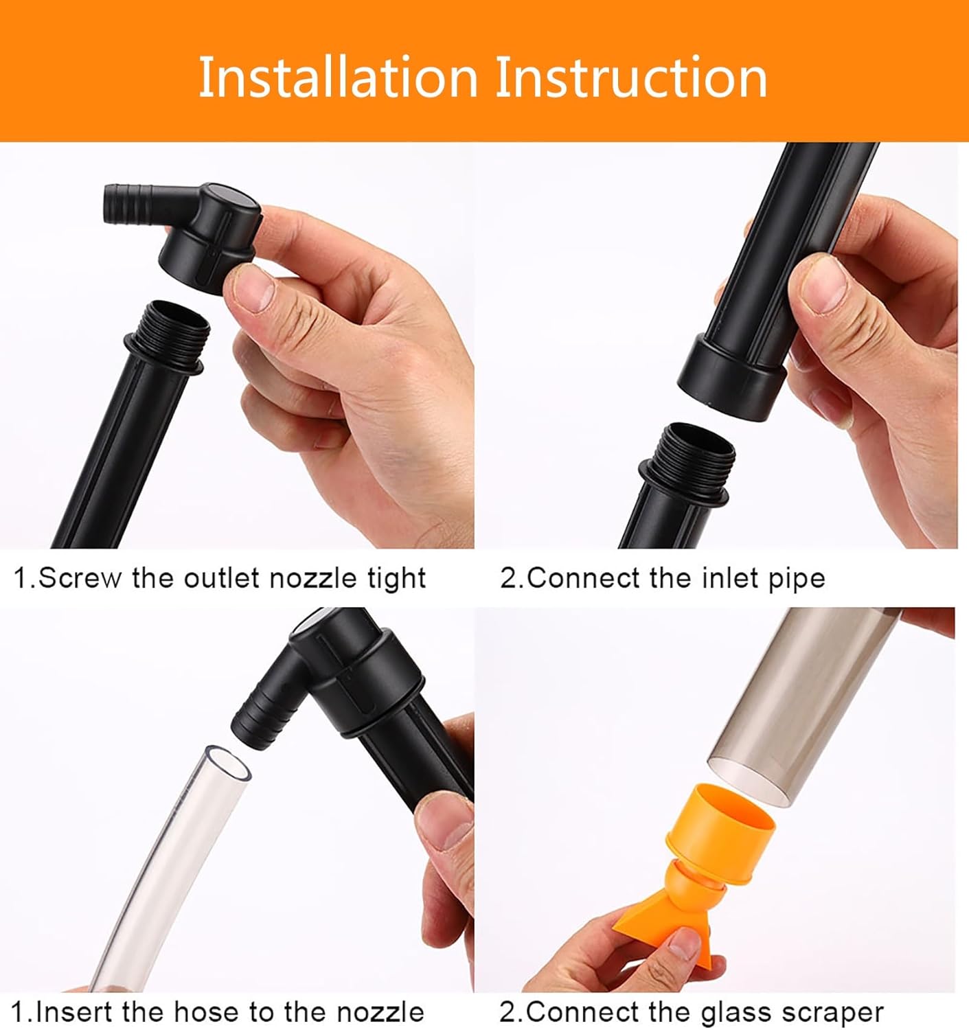 Aquarium Siphon Vacuum Cleaner, Hand Siphon Hose with Durable Airbag, Aquarium Cleaning Tools, Algae Cleaner for Fish Tank Cleaning Gravel & Sand(C)