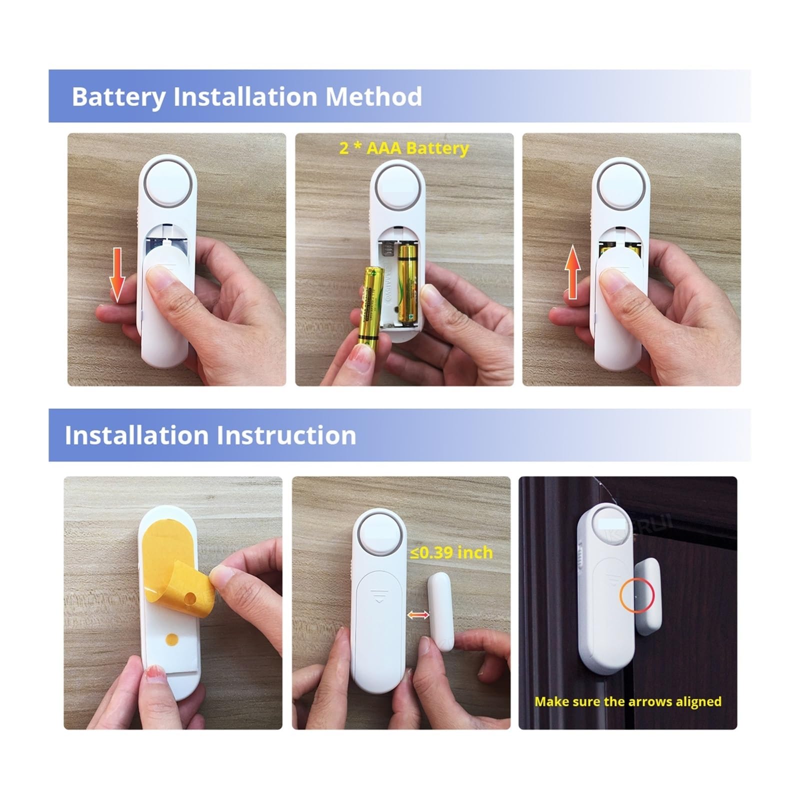 Sistema de alarma Alarma inalámbrica con Sensor magnético for puerta y ventana, 120dB, antirrobo, 300 pies, detectores de Control remoto, sistema de alarma de seguridad for el hogar Tasa cero de falso