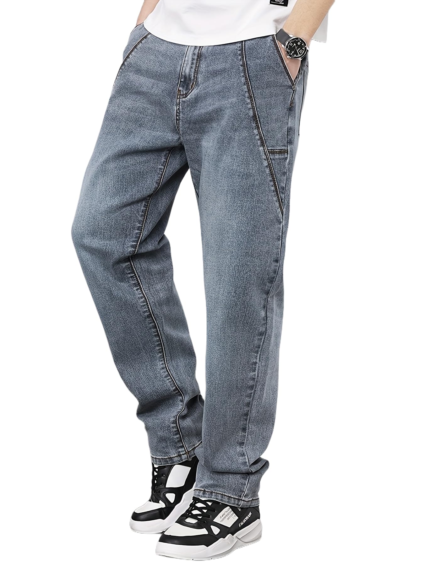 Streetwear Jeans for Men | Stylish Denim Jeans | Relaxed Wide Leg | Baggy Fit | Unique Stitch (U-25-U28)