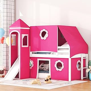 Polibi Castle Loft Bed with Slide & Tent