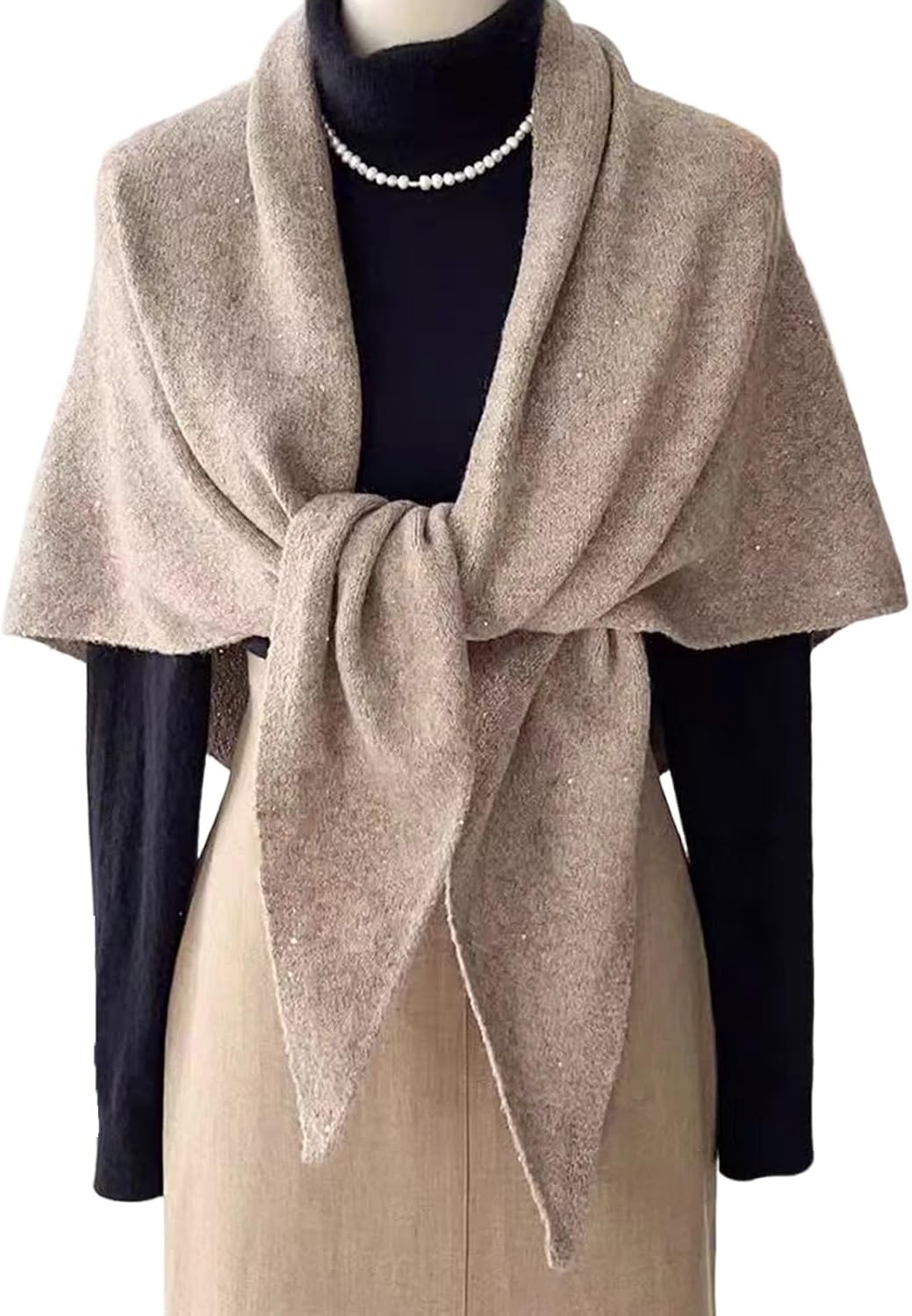 Sequin Pashmina Shawl Wraps for Women Knitted Shawls Scarf Solid Color Lightweight Poncho Wrap Tops Evening Party