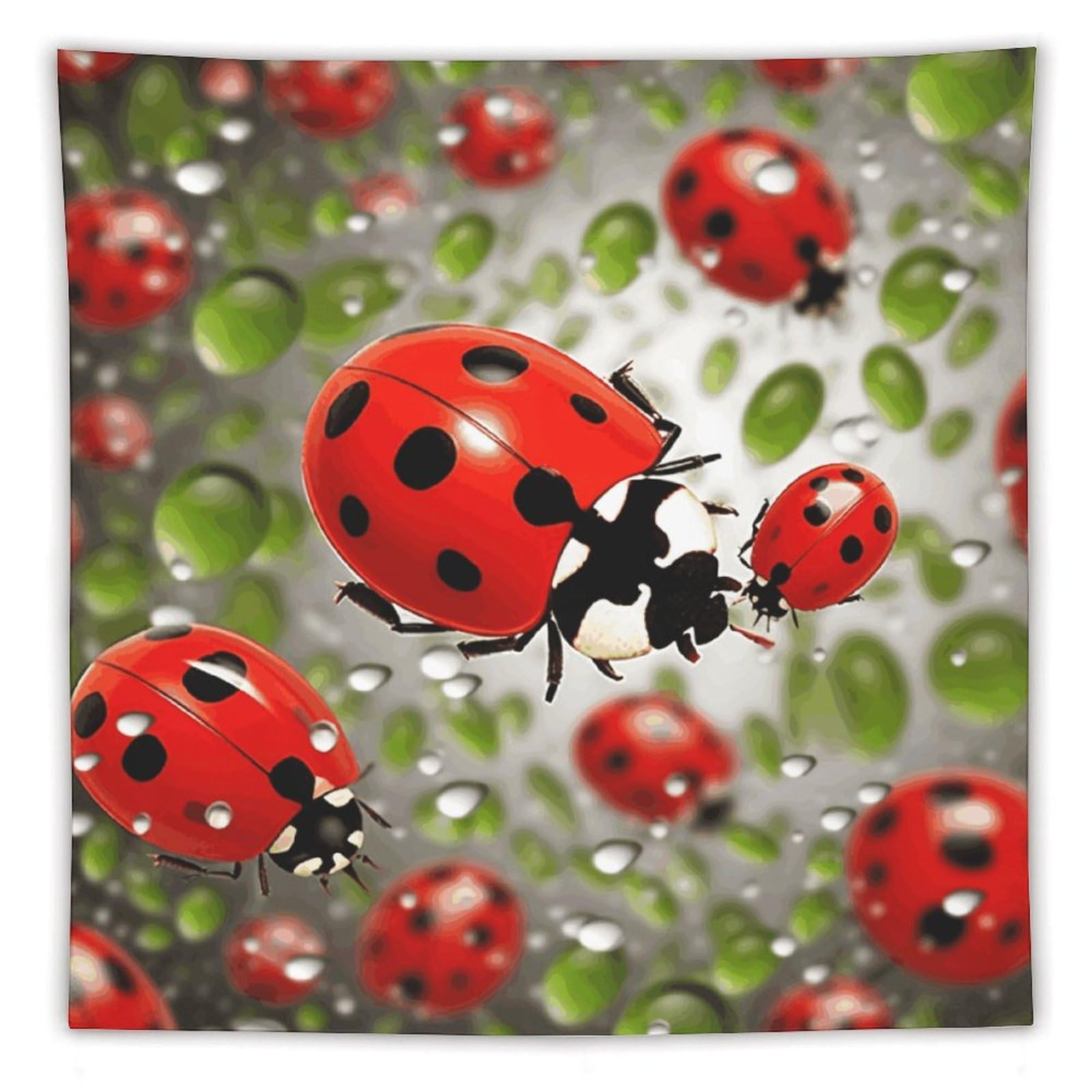 MUSM Ladybug Tapestry with Installation Kit Personalized Wall Tapestry Aesthetic Tapestries Backdrop Banner Wall Art Hanging Decor for Home Picnic Beach Blanket 60"x60"