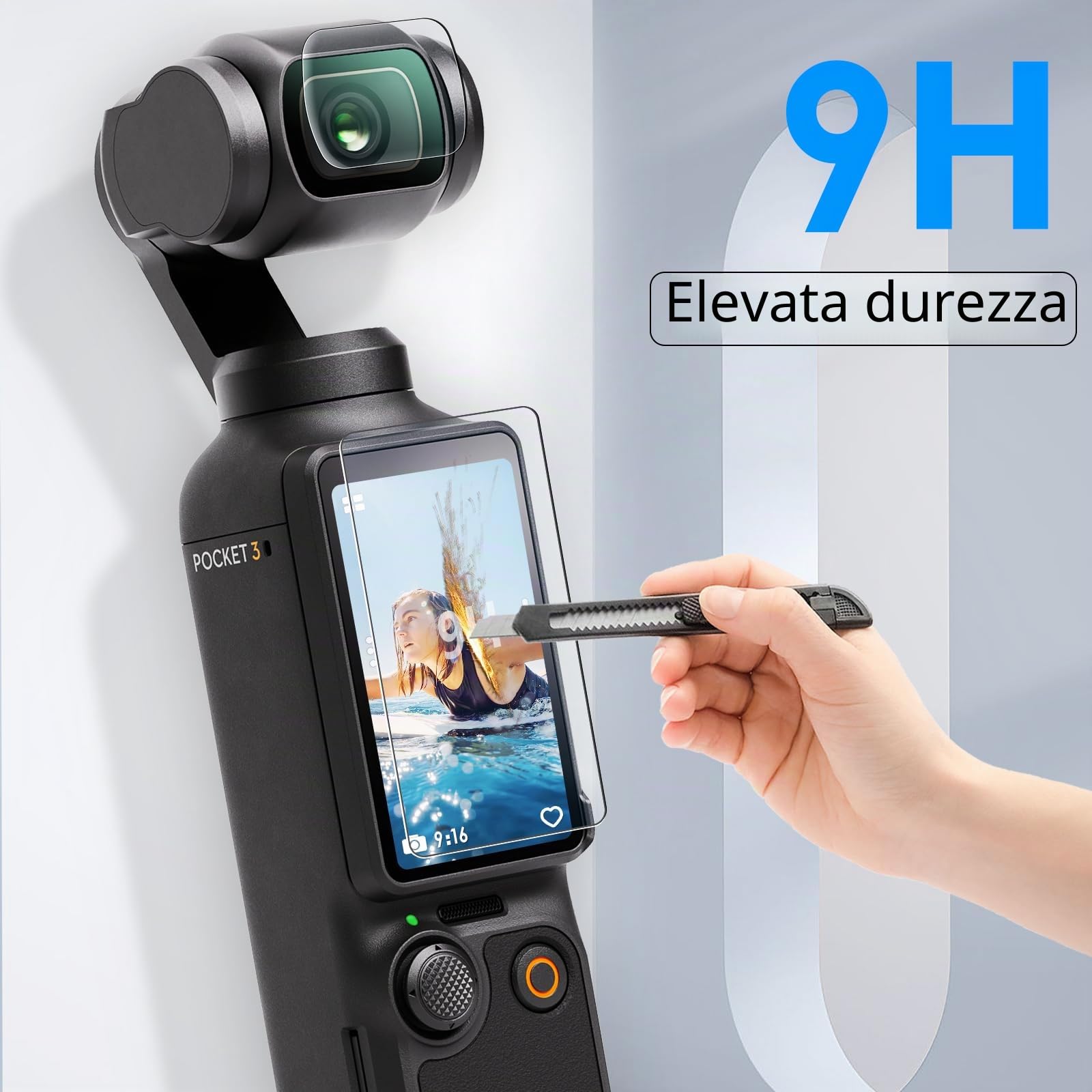 FPVtosky 4 Pack - Lens Protector + LCD Screen Protector per DJI Osmo Pocket 4 / 3, DJI Pocket 3 / 4 OP3 accessori in vetro temperato, durezza 9H, sensibile al tocco, protezione completa dello schermo