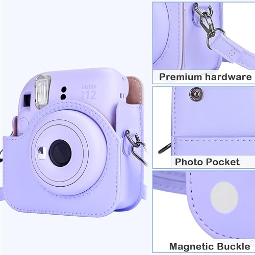 Miniatura 7 de MUZIRI KINOKOO Funda protectora para cámara instantánea Fuji Instax Mini 12 - Funda de piel sintética para cámara Mini 12 con bolsillo para fotos,