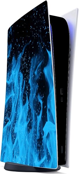 PlayVital Adesivo Skin per ps5 Standard Console Digital Edition&Controller&Telecomando&Cuffie&Base di Ricarica, Cover Sticker Decal Vinile(Non per ps5 Slim/Pro), Fiamma Blu - 5