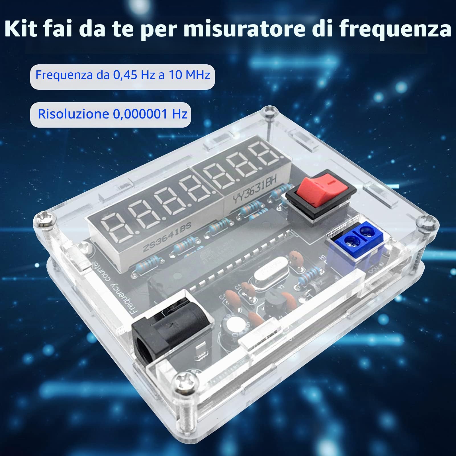 Misuratore di frequenza digitale 0,45Hz-10MHz, frequenza VR di conversione automatica della gamma con kit fai da te Cymometer Shell(DIY)