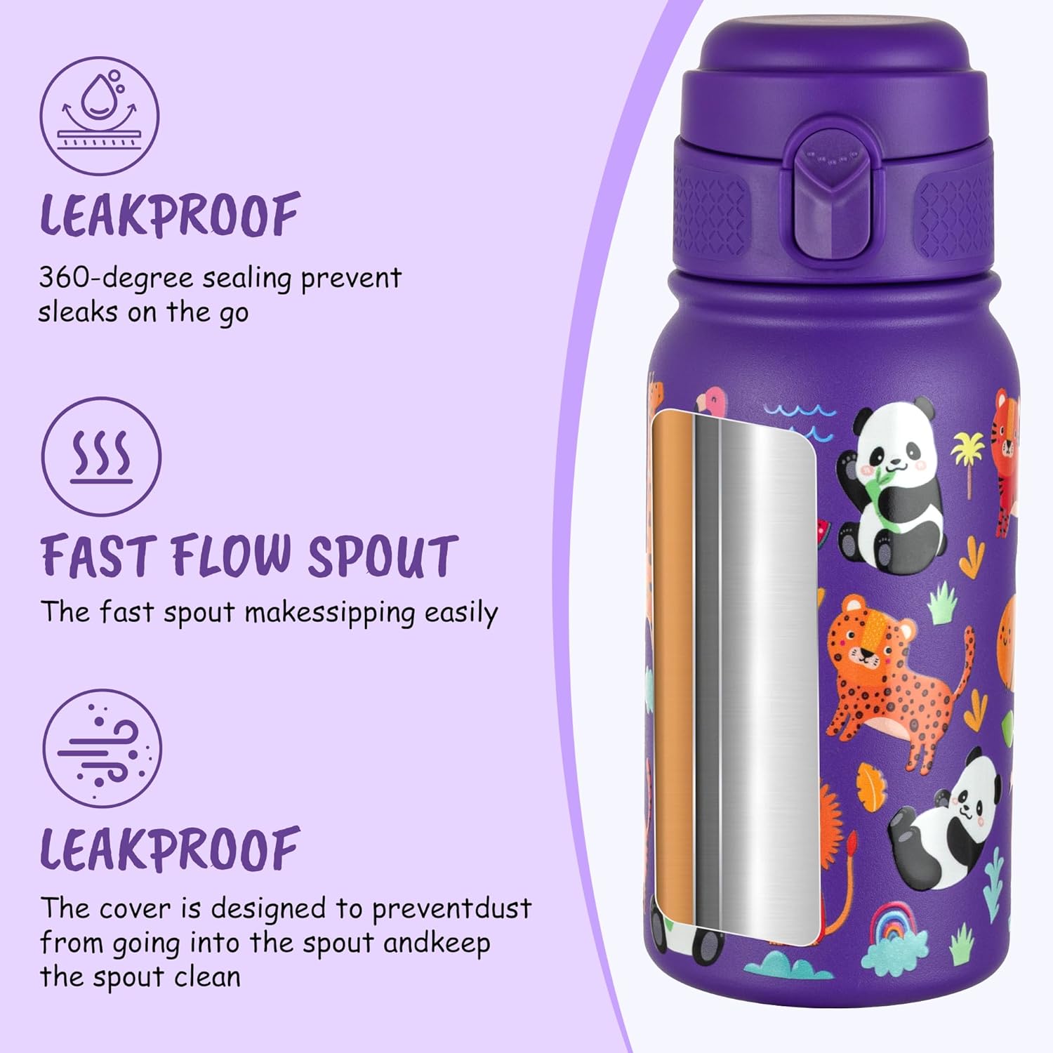 GOPPUS 12oz Kids Water Bottle with Straw Lid – BPA-Free, Leak-Proof, Insulated Stainless Steel – Sweat-Proof, Reusable for School, Sports, and Outdoor Activities - Image 4