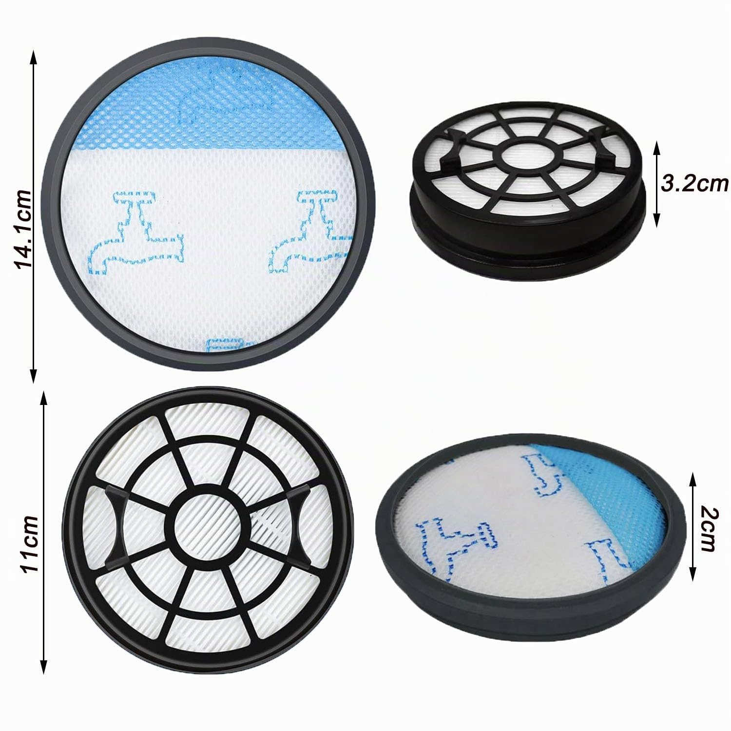 4 Pezzi Filtro per Rowenta Swift Power Cyclonic Aspirapolvere RO2910 RO2913 RO2915 RO2932 RO2933 RO2957 RO2981, Kit di Filtri HEPA con Filtro Spugna Ricambio di Accessori ZR904301