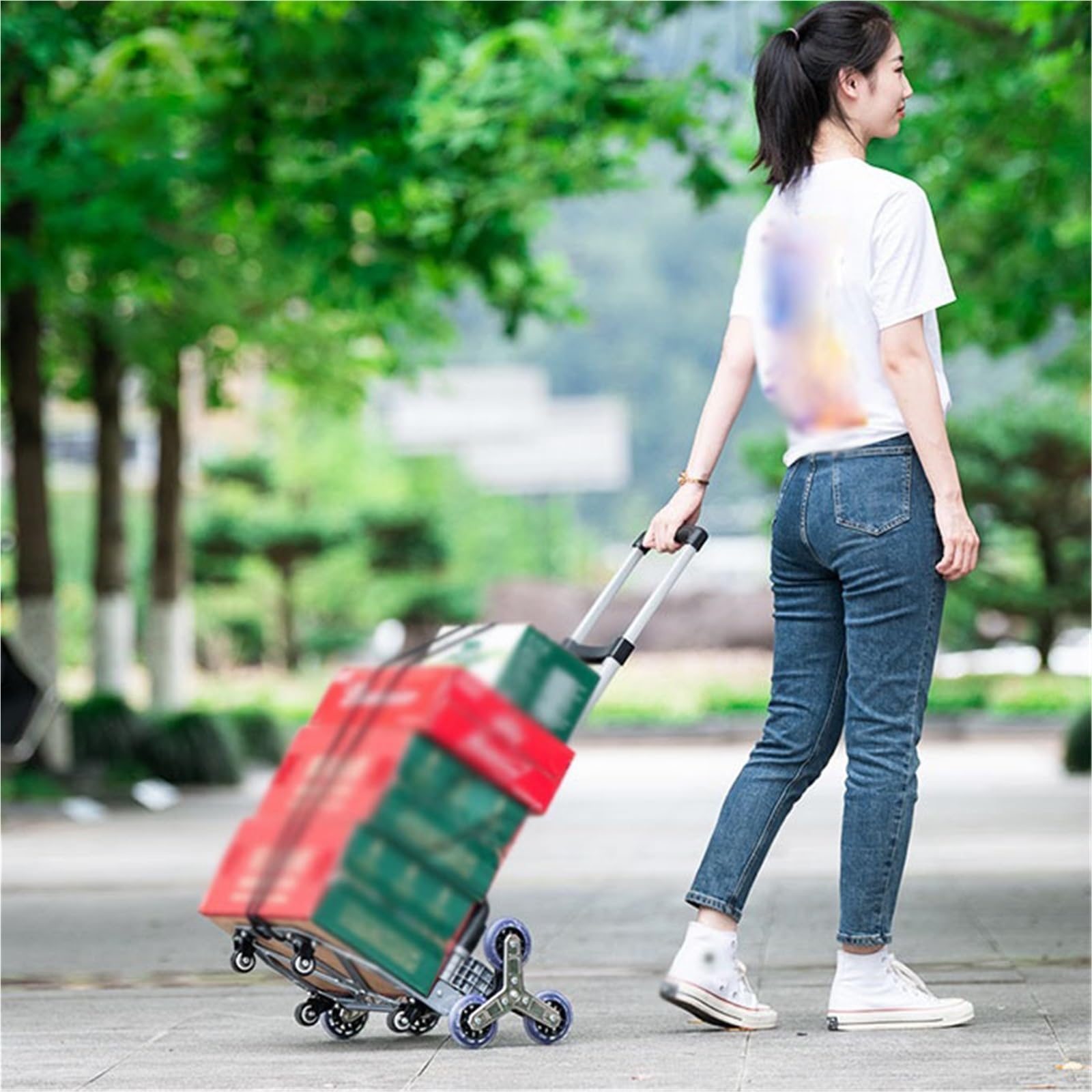 Schwerlast-Klappkarre Treppensteigender, faltbarer Einkaufswagen mit Rädern, handgezogener Wagen Paletten- und Transport auf Rädern