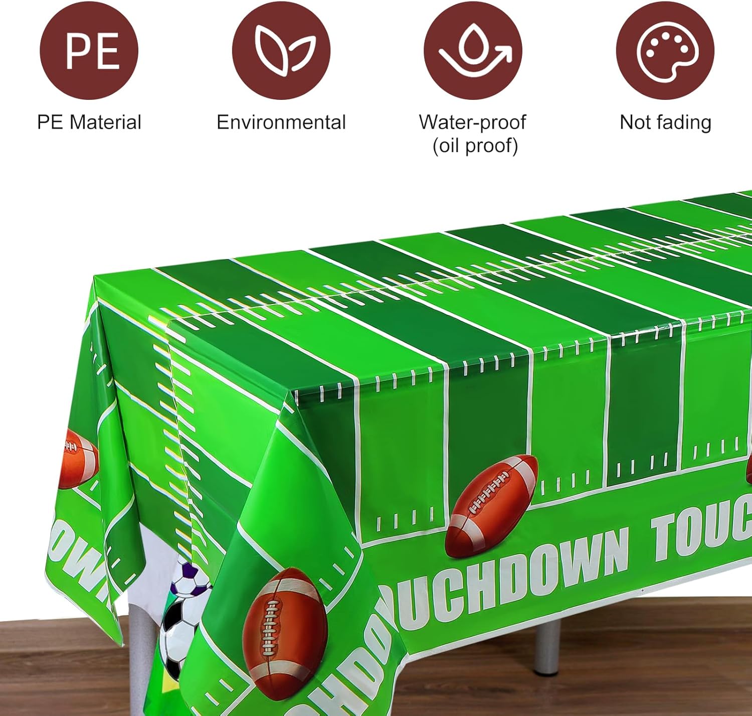 Football Party Decorations, Football Party Supplies Kit Serve 24 Includes Football Tablecloth Plates and Napkins Cups Banner Hanging Swirls for Football Birthday Game Day Tailgate Party Decorations