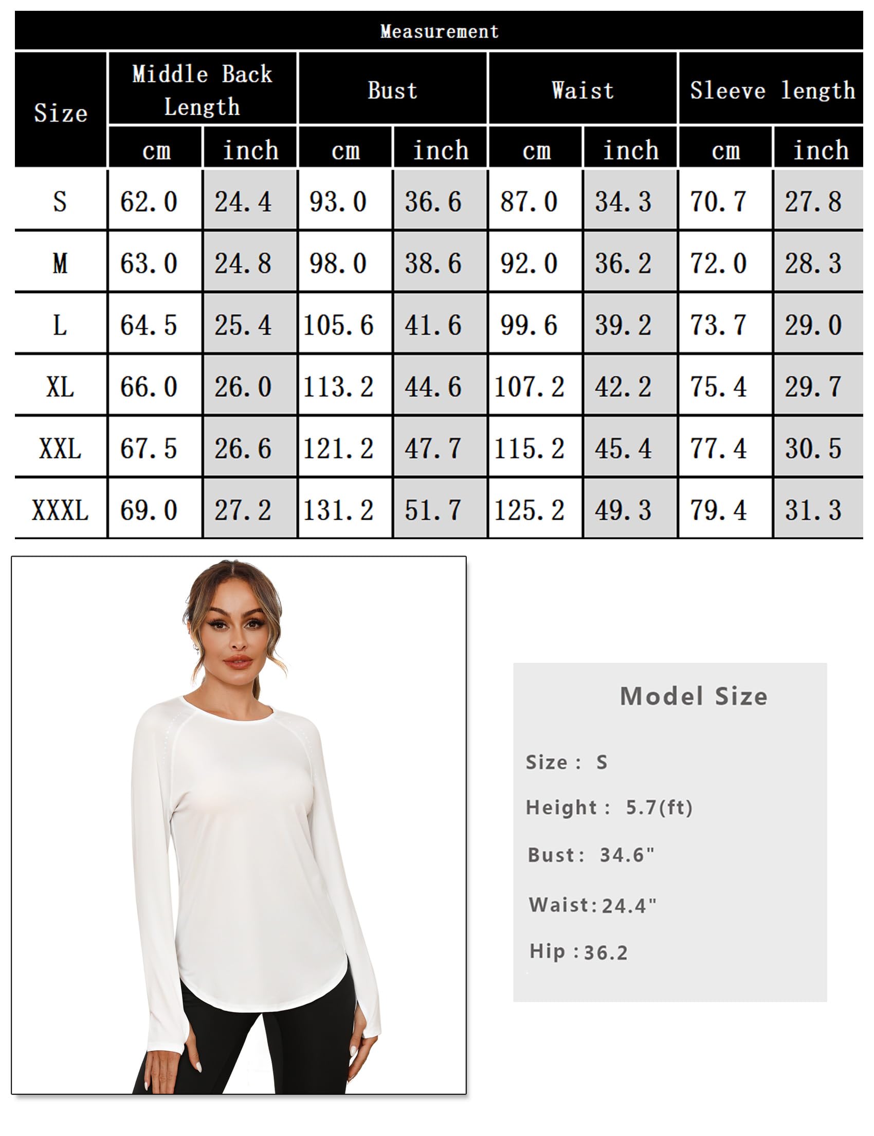 Camiseta Deportiva Manga Larga para Mujer Camisetas Deporte Cuello Redondo Ligero UPF 50+ Ropa de Entrenamiento Running Gimnasio Yoga Top