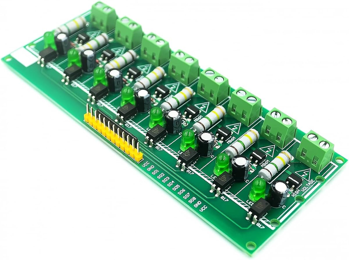 HiLetgo AC 220V Optocoupler Module AC Optocoupler Alternating Current Detect Module 3-5V or PLC 24V Level Power for PLC MCU(8 Channel)