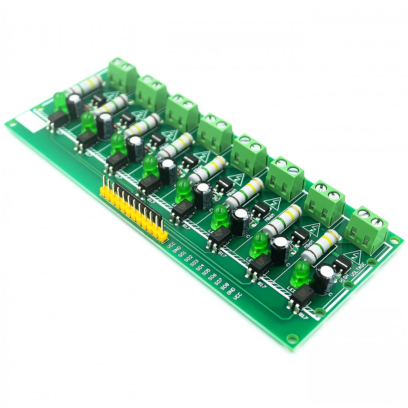 HiLetgo AC 220V Optocoupler Module AC Optocoupler Alternating Current Detect Module 3-5V or PLC 24V Level Power for PLC MCU(8 Channel)