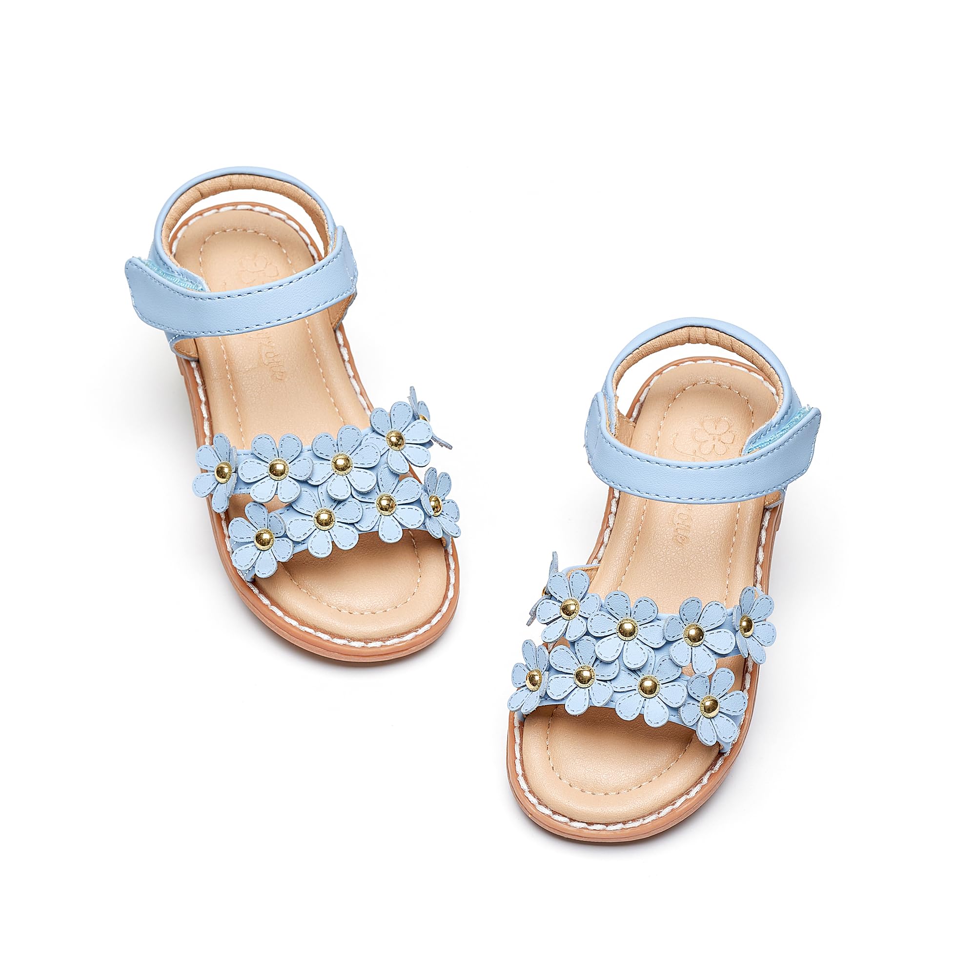 Flaryzone Toddler Girls Sandals Open Toe Flats Flower Girl Dress Shoes