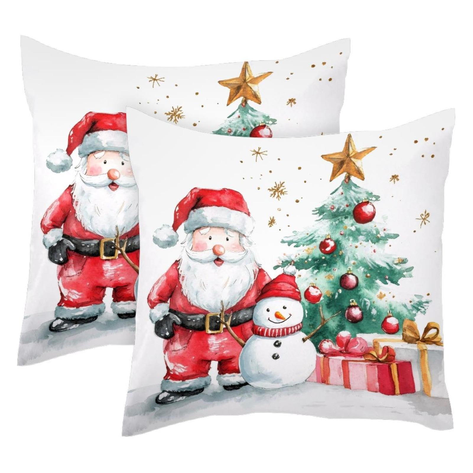 Housses de coussin velours aquarelle Noël 50x50cm de qualité