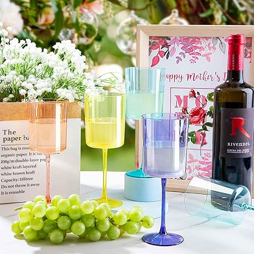 Miniatura 5 de Ciaell Paquete de 4 vasos de plástico para beber  Vasos de plástico de 10 onzas con tallo  Vasos desechables perfectos para fiestas, bodas, piscina,