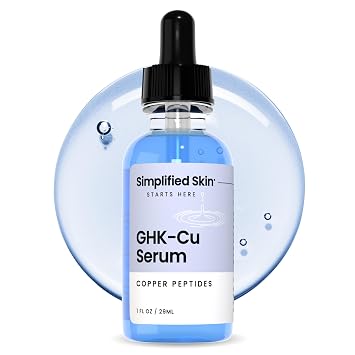 Simplified Skin GHK-Cu Peptide Serum for Anti-Aging, Face & Neck 1 Fl Oz | Copper Peptides with Hyaluronic Acid, Topical GHK-Cu for Firmer, Younger-Looking Skin & Fewer Fine Lines