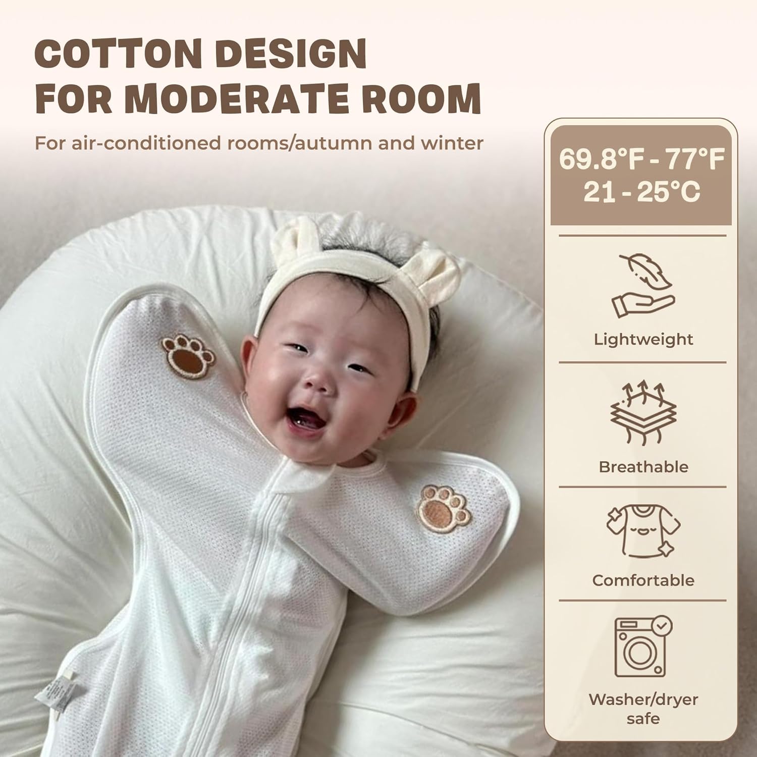 Swaddle Sleep Suit for Newborns, Arms-Up Position, Snug Fit Supports Natural Sleep Reflex, 0–6 Months