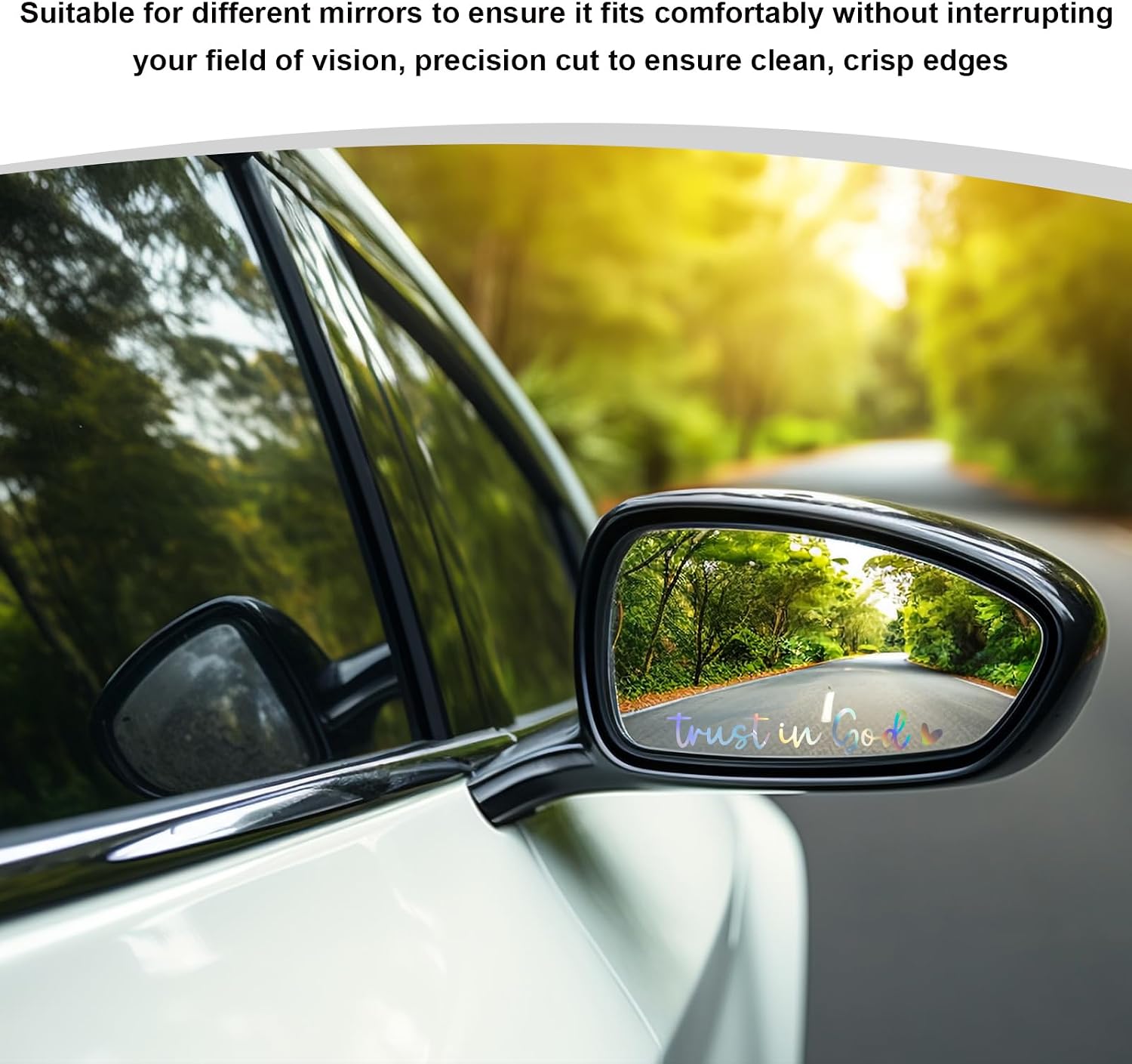 DXNQ 4PCS Trust in God Rearview Mirror Decals, Automotive Vinyl Rear View Mirror Decorative Stickers, Waterproof Trust in God Stickers for Car Truck Laptop, Car Accessories (Colorful) image 5