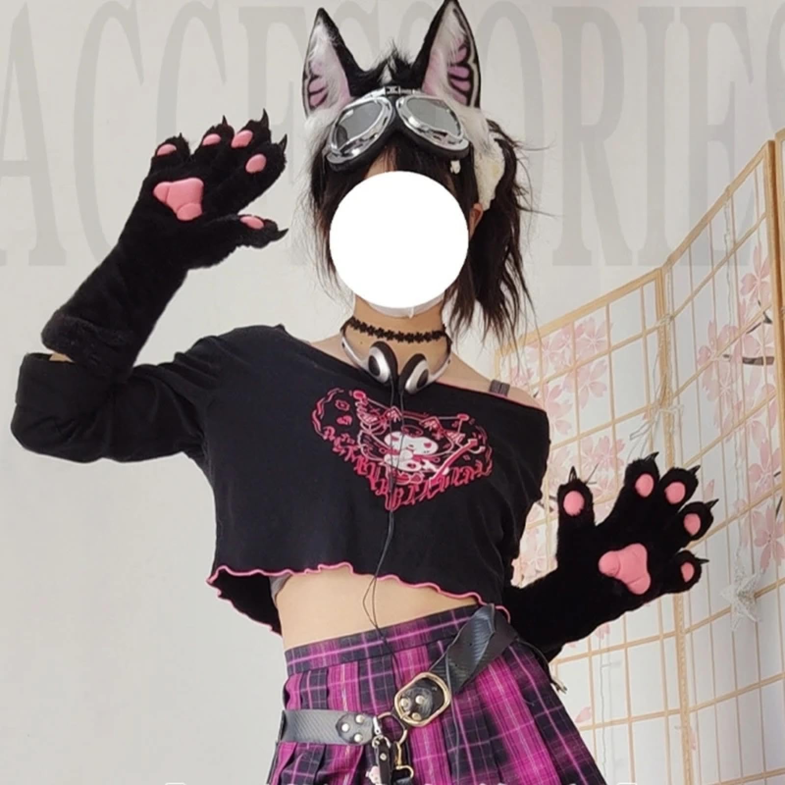 SiVaji Rękawiczki rękawiczki męskie damskie zimowe ciepłe przebranie cosplay łapy rękawiczki kobiety zwierzę rękawiczki do rąk impreza anime rekwizyty