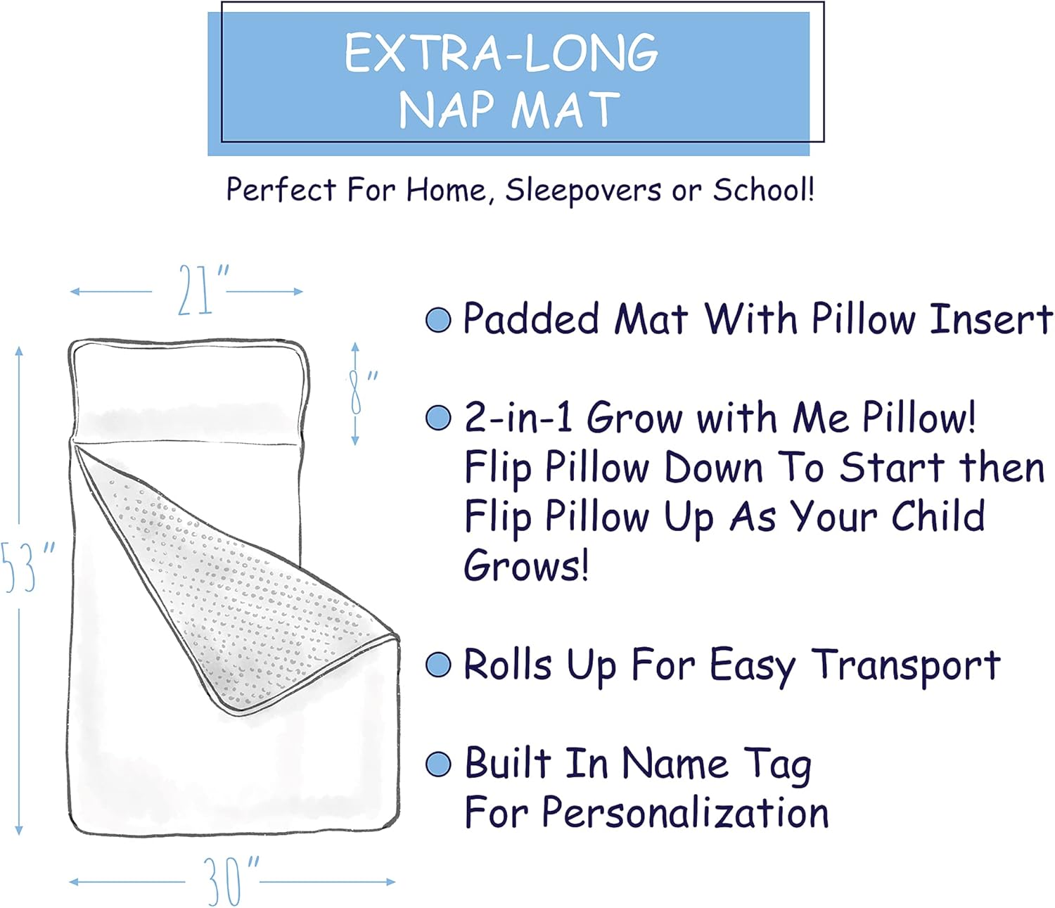 Buy JumpOff Jo Extra Long Toddler Nap Mat, Sleeping Bag for Kids with