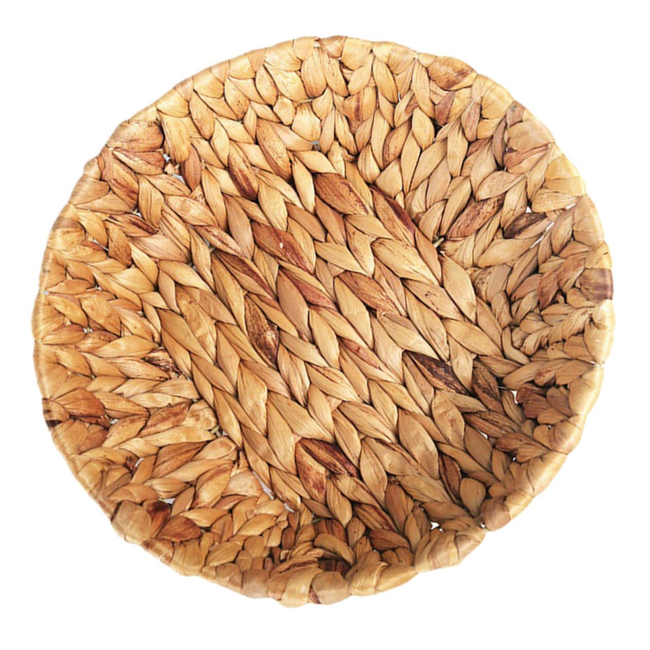 Garneck Straw Storage Basket Woven Tray Round Serving Tray Sundries Tray Bread Basket Bread Holder Tray Decor Tea Bag Holder Decorative Holder Nuts Serving Tray Grass