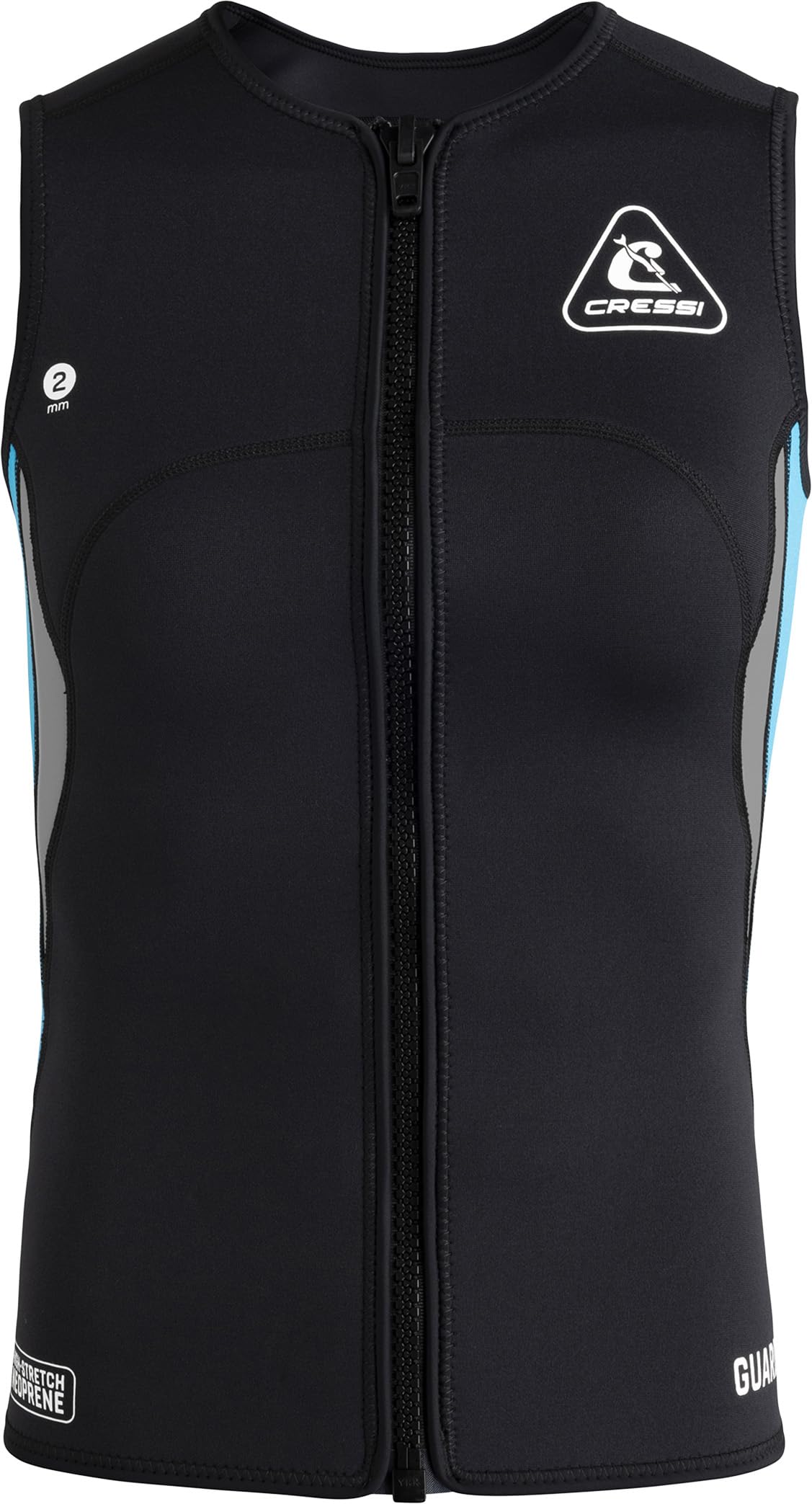 CRESSI Guardian Lady - Chaqueta, Chaleco o Pantalón de Neopreno de 2 mm, para Natación, Snorkel, Sup, Surf, Kayak y Otros Deportes Acuáticos, Negro/Aguamarina, Mujer