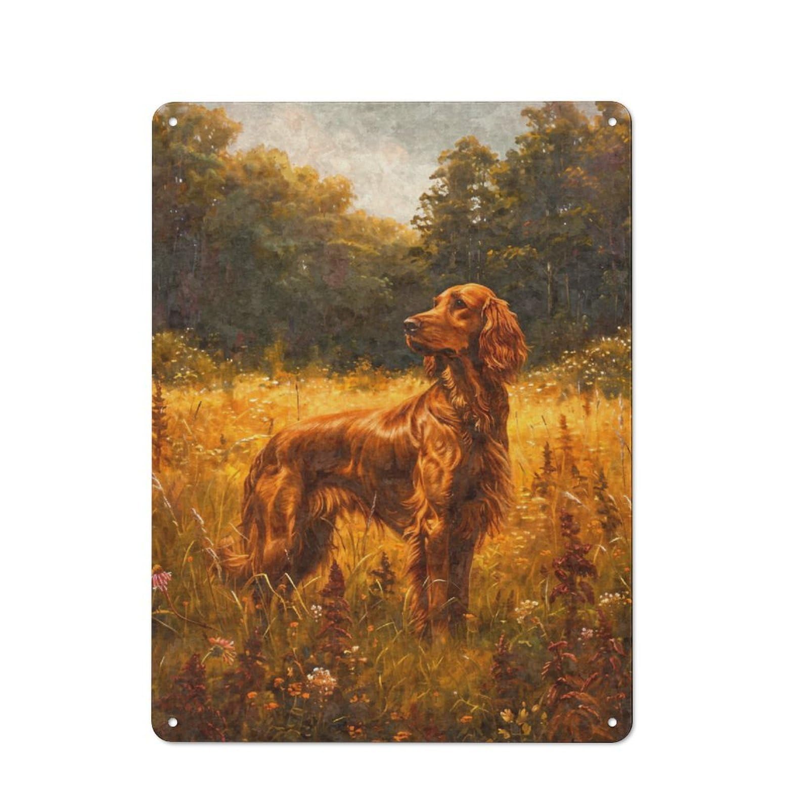 Junmoney Vintage Irish Setter Dog Rustic Tin Sign 40X30cm, Garden Style Garden Room Wall Plaque For Conservatory, Home Bar Or Utility Room
