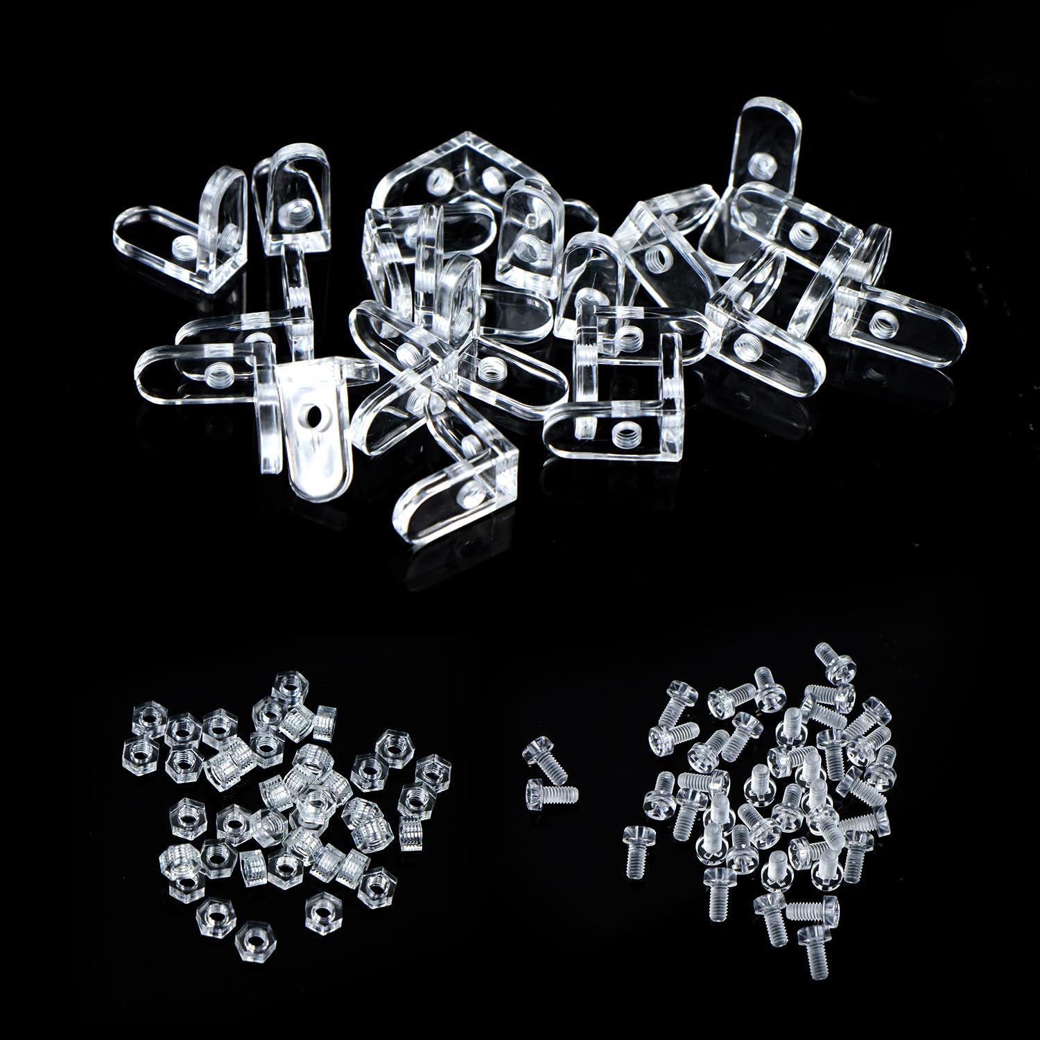20Pcs L-staffa Angolare, Squadrette Angolari, Angolari in Plastica, Angolo Brace Staffa, 90 Gradi, Dotato di Viti e Dadi, Acrilico, Trasparente