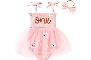 Vlovelife Baby Girl 1st Birthday Clothes One Year Old Tulle Romper Sleeveless...