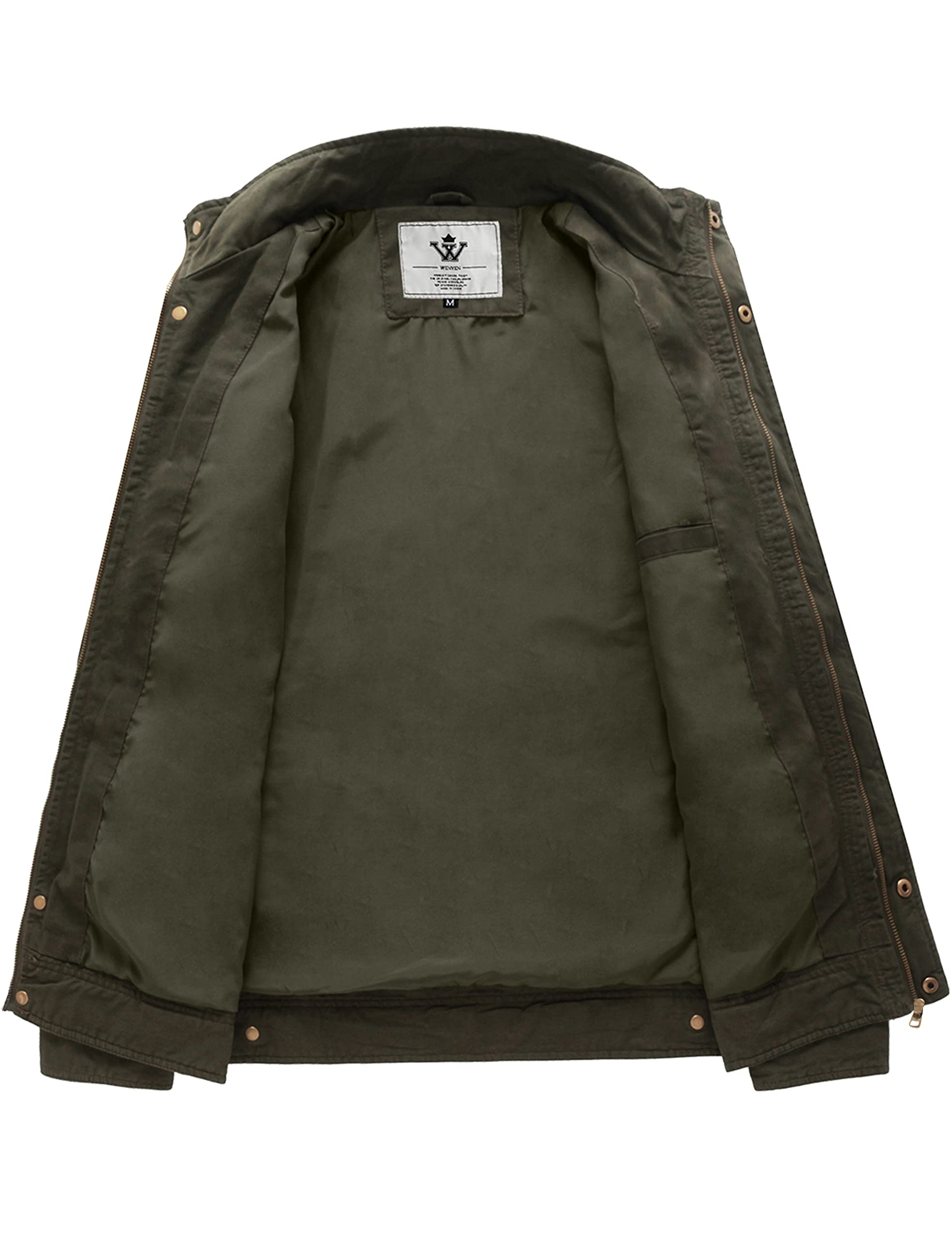 WenVen Giacca da Uomo Classica in Cotone Giubbotto con Zip Antivento Cappotto Casual Tempo Libero Giaccone Leggera Autunnale Uomo