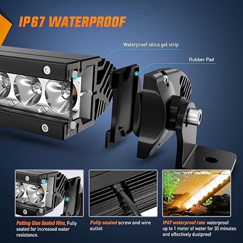 Miniatura 4 de Nilight Barra de luz LED ámbar de 31 pulgadas, 150 W, combo de inundación puntual súper delgada, 14500 lúmenes, 3D, antiniebla, luces todoterreno