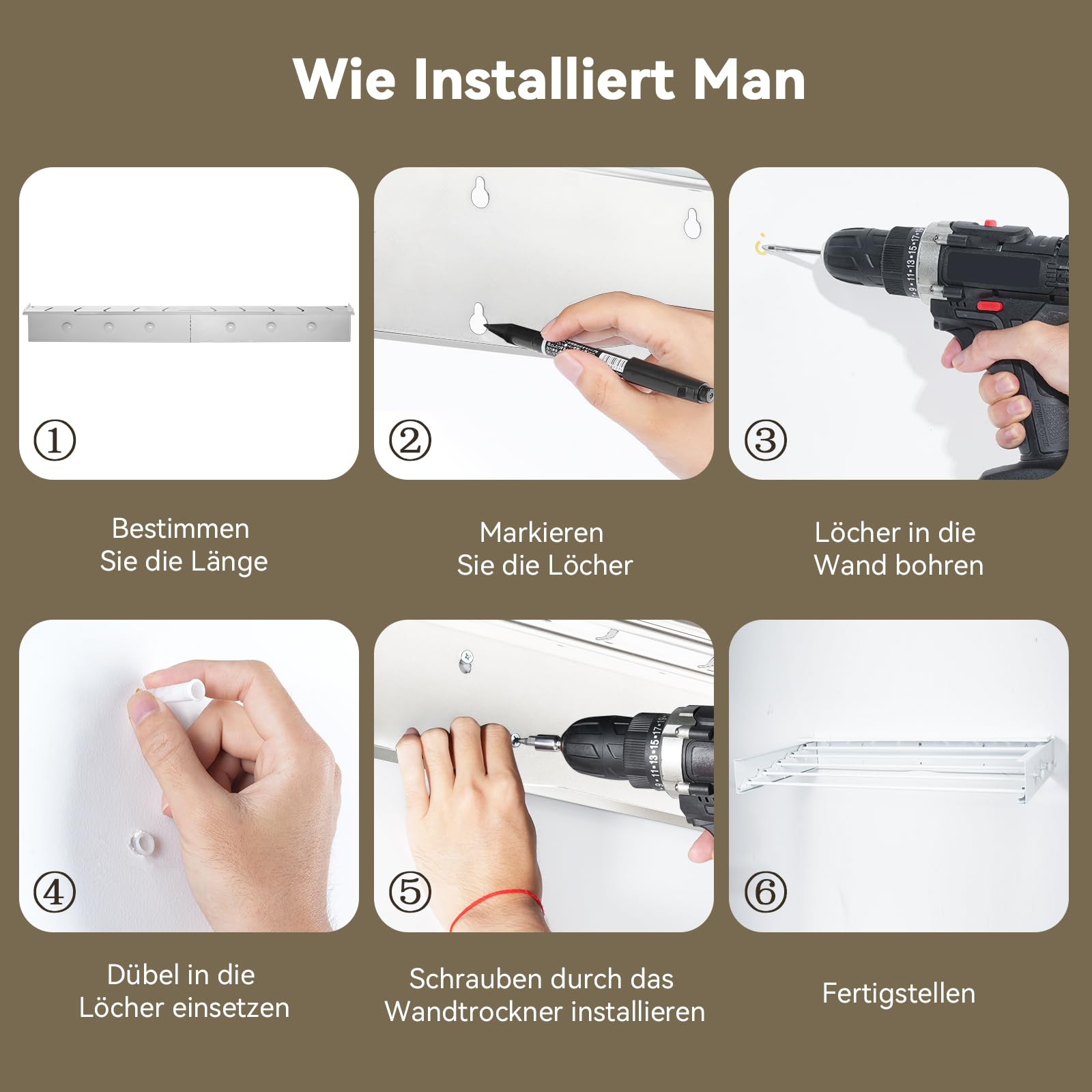 Wäschetrockner Wand, Wäscheständer Wandmontage, 100cm Wäscheständer zum Ausziehen Wand für Badezimmer, Balkon, Terasse, platzsparend Wandwäschetrockner ideal für Indoor & Outdoor (Weiß - 100cm)