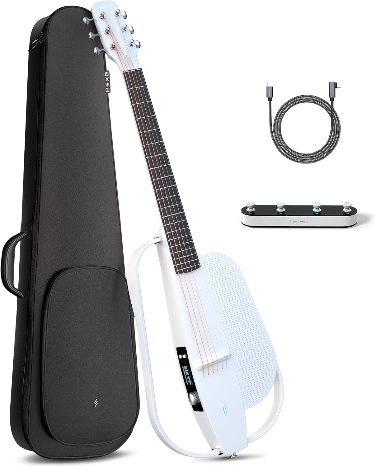 Enya NEXG 2 Basic Acoustic-Electric Guitar Carbon Fiber Travel Guitar Smart Acustica Electric Guitarra for Adults with 50W Wireless Speaker, Footswitch, and Gigbag