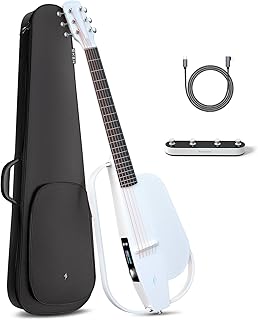 Enya NEXG 2 E-Gitarren Set – Weiß Kohlefaser 38 Zoll Professionelle Elektrische Akustikgitarre Smart Audio Guitar mit Gitarre für Erwachsene Kinder Anfänger Reisegitarre Konzerttour Party (Basic)