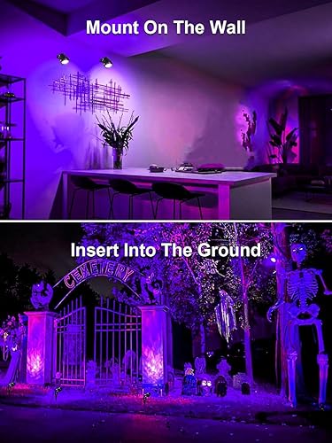 Miniatura 5 de ZUCKEO Foco de luz negra para exteriores, luz LED negra con enchufe estadounidense, 15 W IP66 paisaje negro accesorios para fiesta brillante,